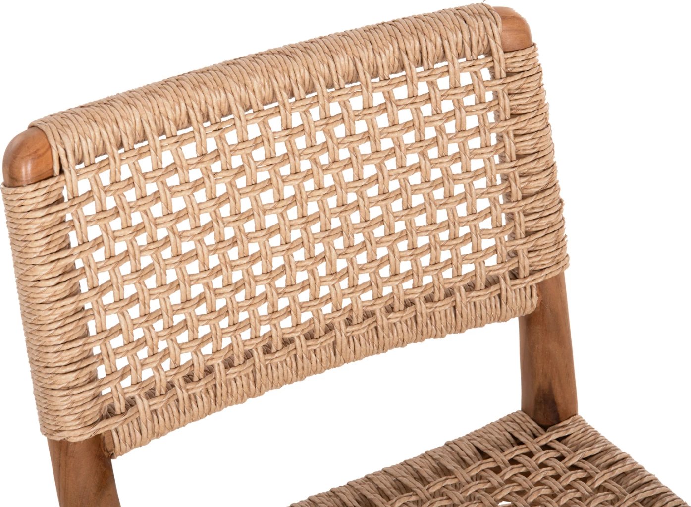 Karrige për ngrënie ROSCO FH6133 dru tik ngjyrë natyrale-VIRO litar ngjyrë bezhë 46x55x79H cm