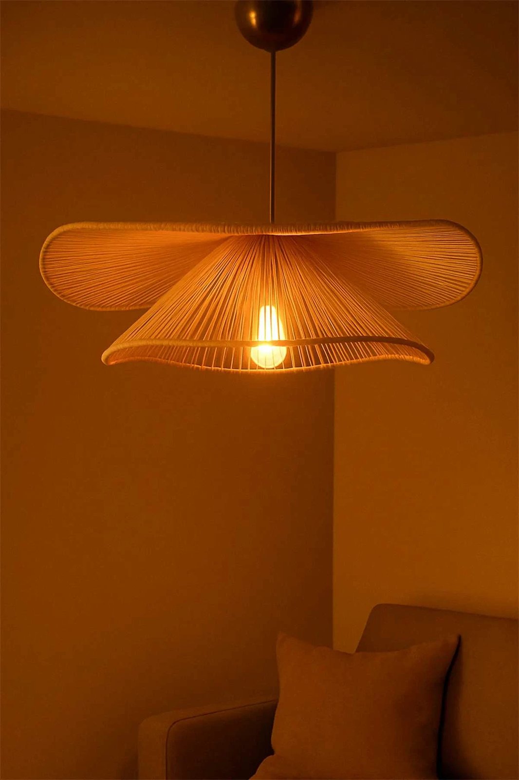 Llambë tavani Opviq, Duvela, krem, kapak makrame, lartësi e rregullueshme Llambë tavani Opviq, Duvela, krem, kapak makrame, lartësi e rregullueshme