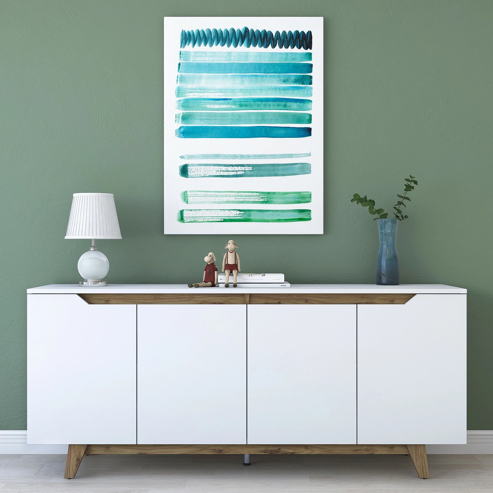 Konsolë moderne Skye Decor, e bardhë dhe arre, GD102 - 1874