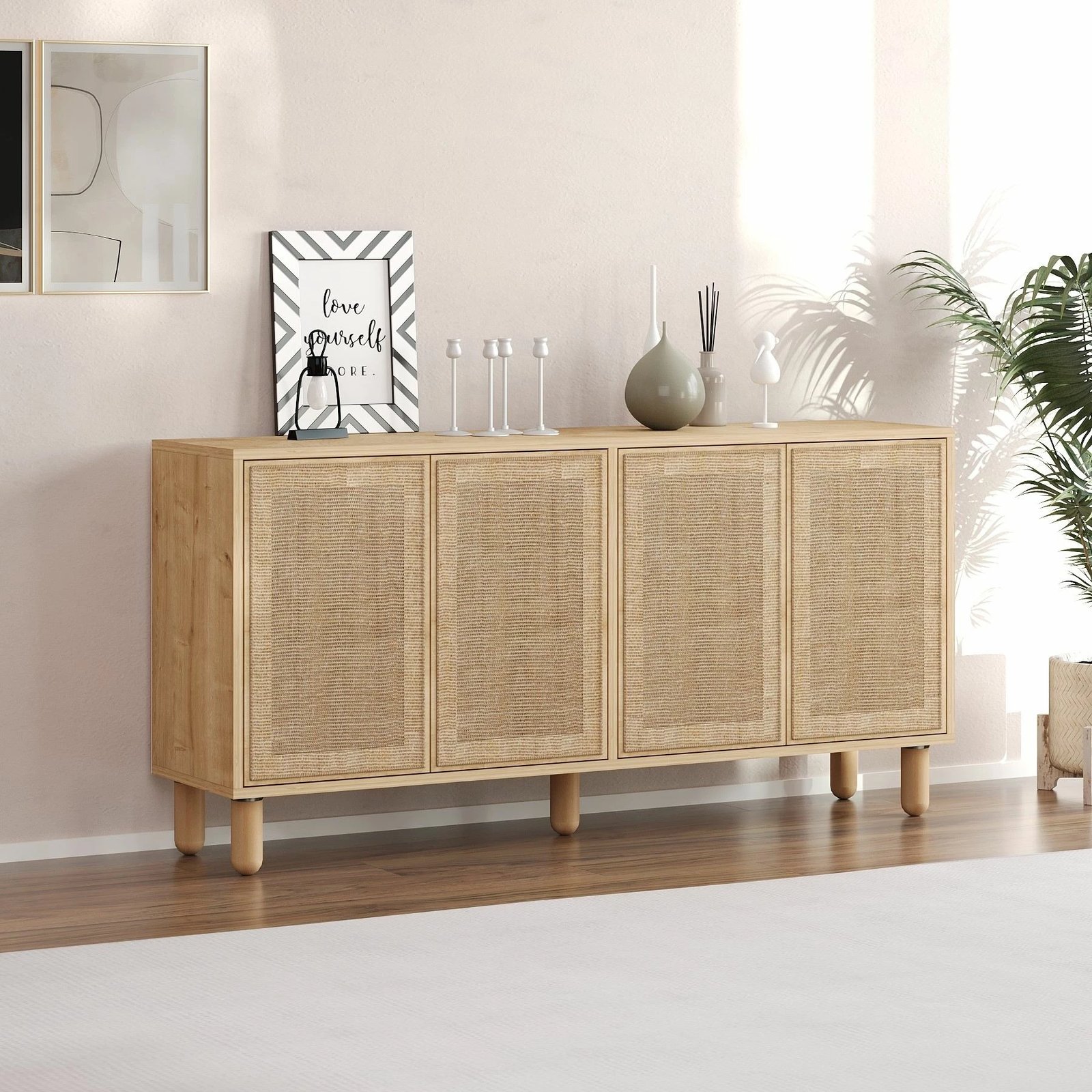 Konsol Leıla, ngjyrë Sapphire Oak, Skye Decor