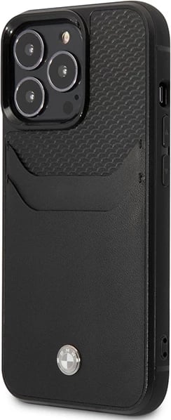 Mbështjellës BMW BMHCP14X22RSEPK për iPhone 14 Pro Max 6.7", lëkurë, xhep kartelash, i zi
