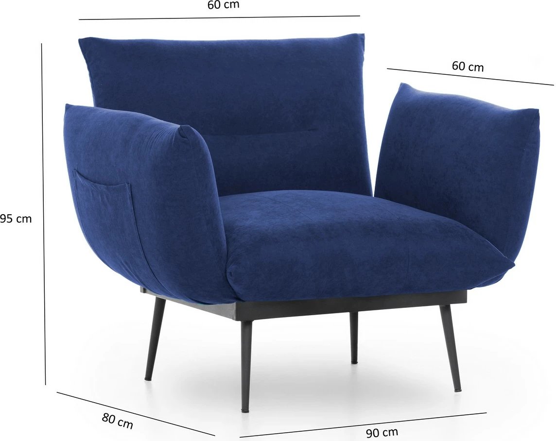 Karrige wing Jax Solo, ngjyrë blu e errët, Atelier del Sofa