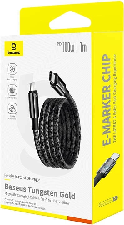 Kabllo karikimi Baseus Tungsten Gold USB-C në USB-C, 100W, 1m, e zezë Kabllo karikimi Baseus Tungsten Gold USB-C në USB-C, 100W, 1m, e zezë