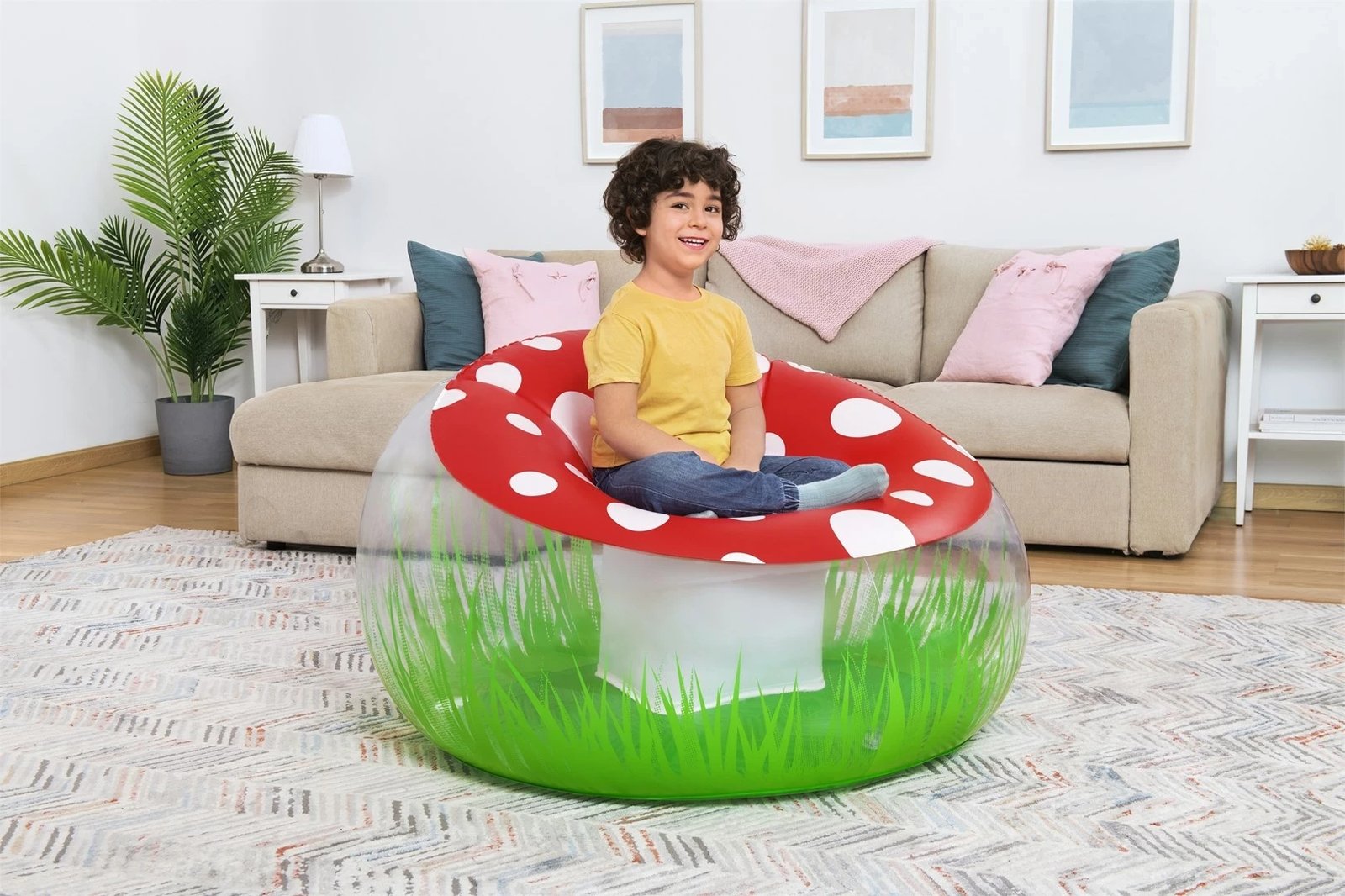Karrige fryrëse për fëmijë Bestway Mighty Mushroom, PVC, e bardhë/transparente