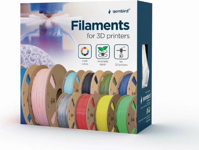 Filament për printer 3D Gembird PETG, 1.75 mm, Jeshil, 1 kg