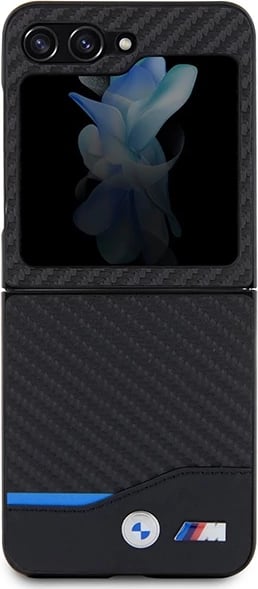 Mbështjellës BMW Leather Carbon për Samsung Galaxy Z Flip 5, i zi