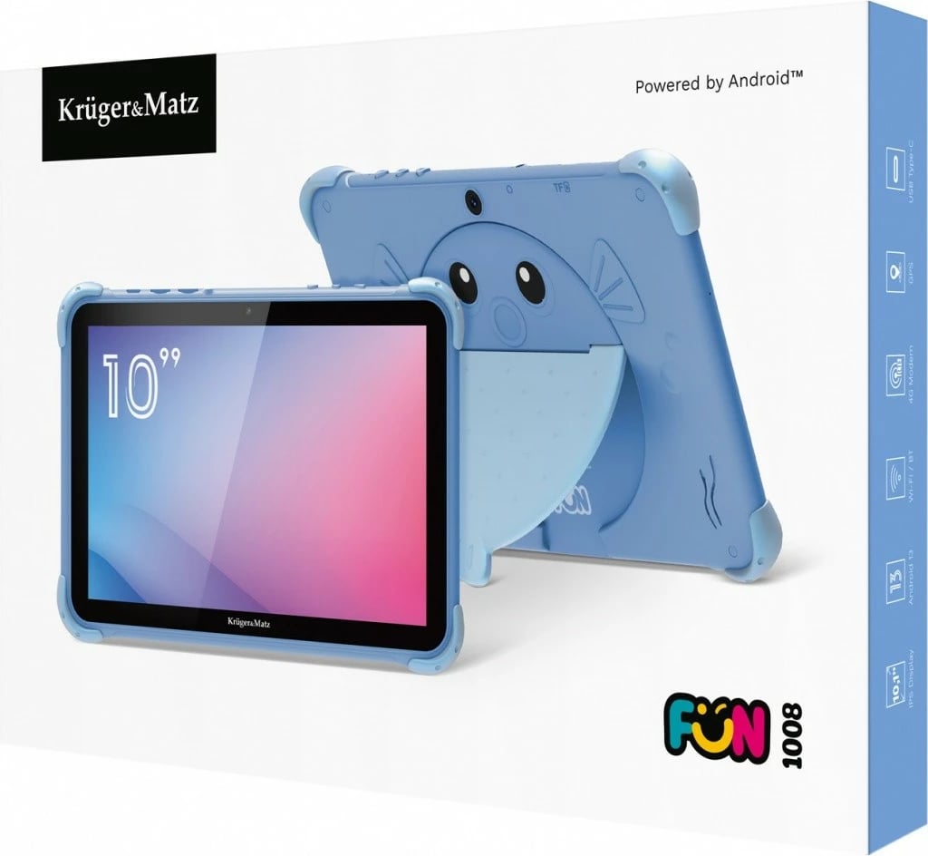 Tablet për fëmijë Kruger & Matz FUN 1008, 64 GB, 4 GB RAM, 10.1", Android 13, Kaltër