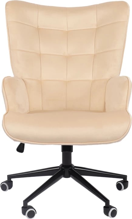 Karrige rrotulluese Lobima, kadife krem, bazë e zezë, 71x68x104cm