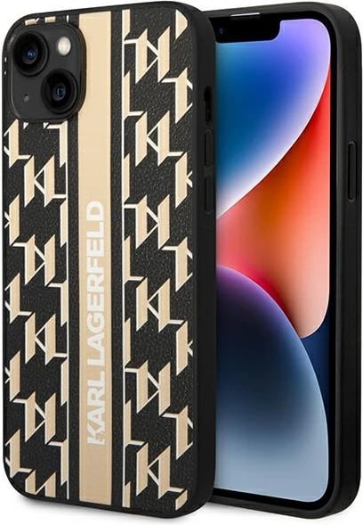 Mbështjellës Karl Lagerfeld Monogram Stripe për iPhone 14 Plus 6.7", Kafe