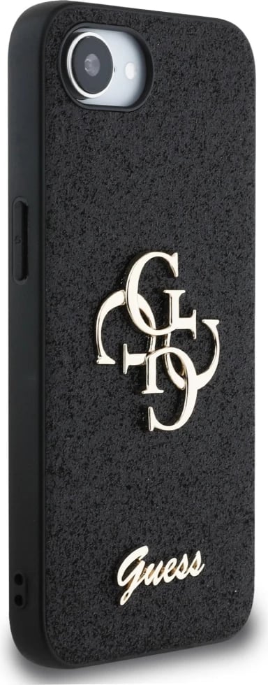 Mbështjellës Guess Fixed Glitter Big 4G për iPhone 16e, i zi