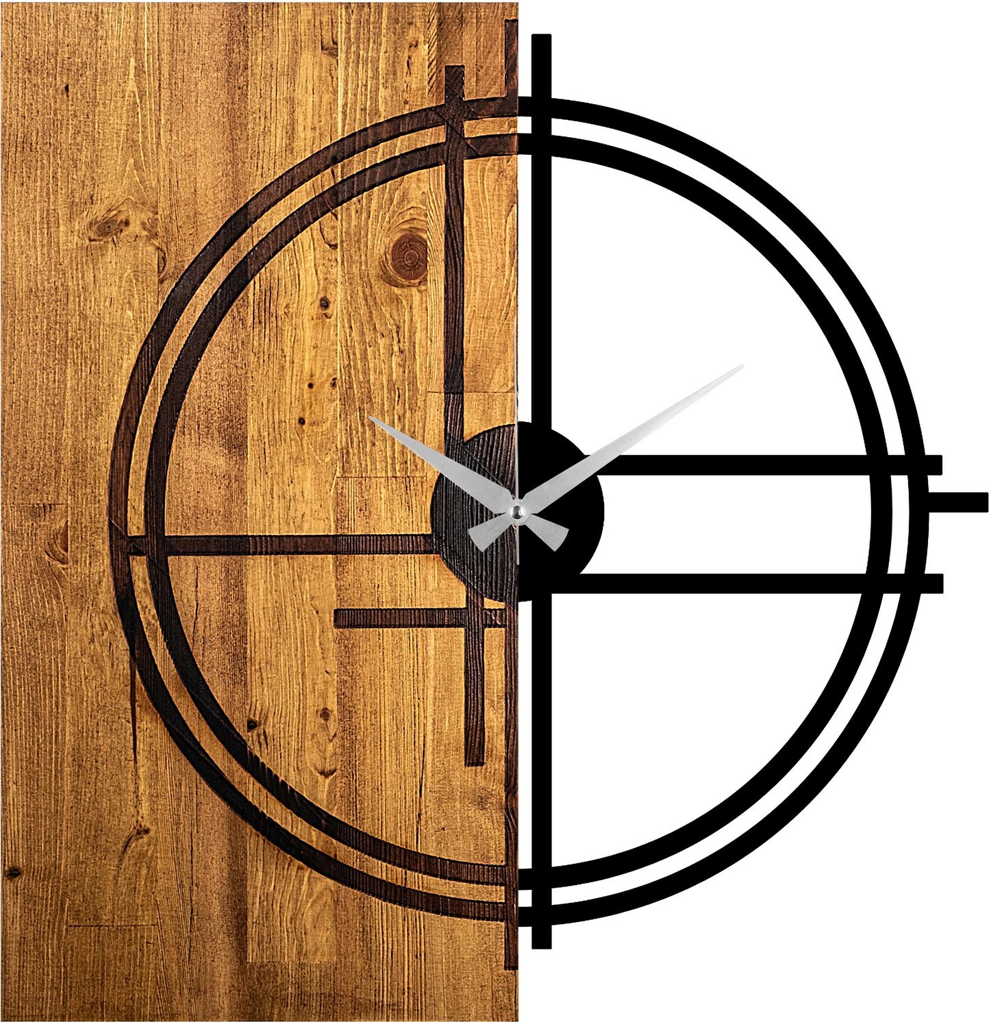 Orë muri dekorative prej druri, Wallity, ngjyrë arrë e çelët dhe e zezë, 56x3x58cm