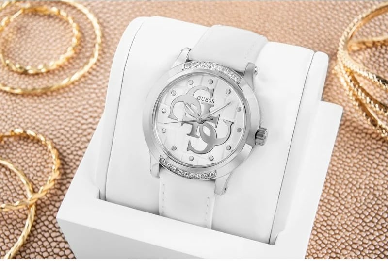 Orë dore Guess për femra, e bardhë