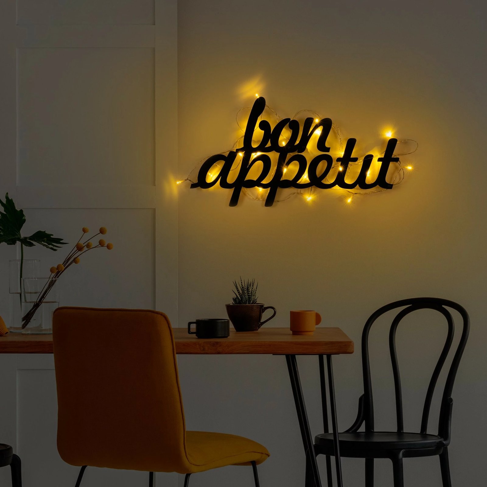 Aksesor dekorativ metalik për mur, Wallity, Bon Appetit 171, ngjyrë e zezë, 30x50cm