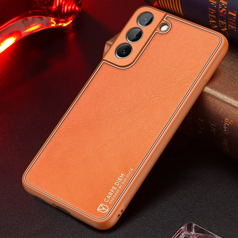 Mbështjellës Dux Ducis Yolo për Samsung Galaxy S22+, lëkurë ekologjike, portokalli Mbështjellës Dux Ducis Yolo për Samsung Galaxy S22+, lëkurë ekologjike, portokalli