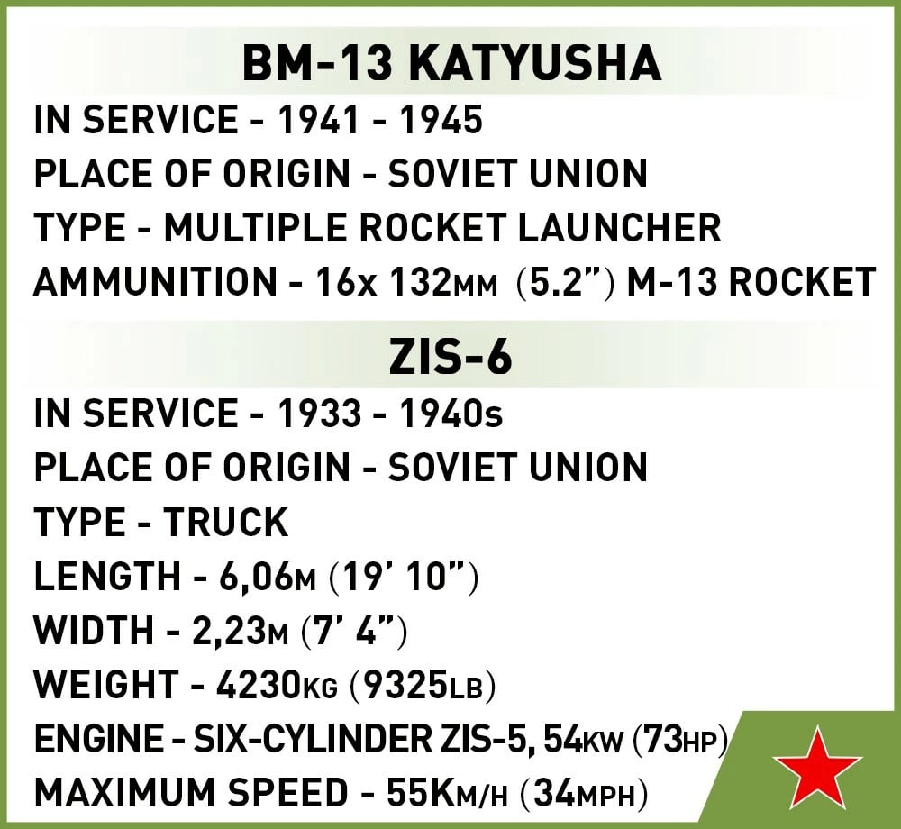 Set blloqe ndërtimi Cobi BM-13 Katyusha (ZIS-6), 440 pjesë, 1:35, Jeshile
