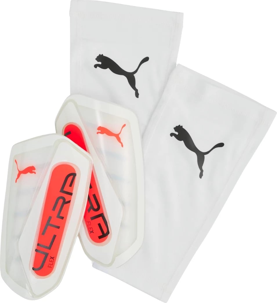 Mbrojtëse këmbësh për futboll Puma unisex, të bardha-portokalli