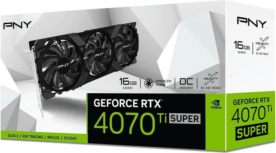Kartelë grafike PNY GeForce RTX 4070 Ti Super 16GB OC LED TF, 16 GB, GDDR6X, PCI Express x16 4.0, e zezë