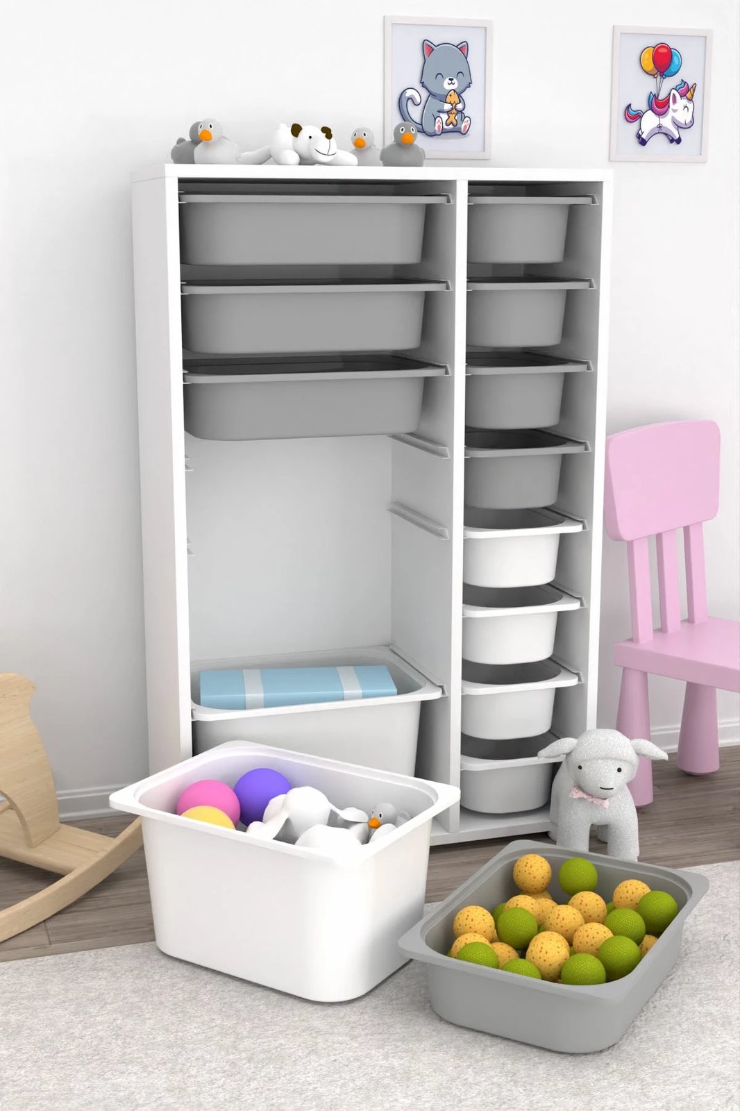 Dollap multifunksional Hanah Home, Rine 2D4K8U, i bardhë-gri