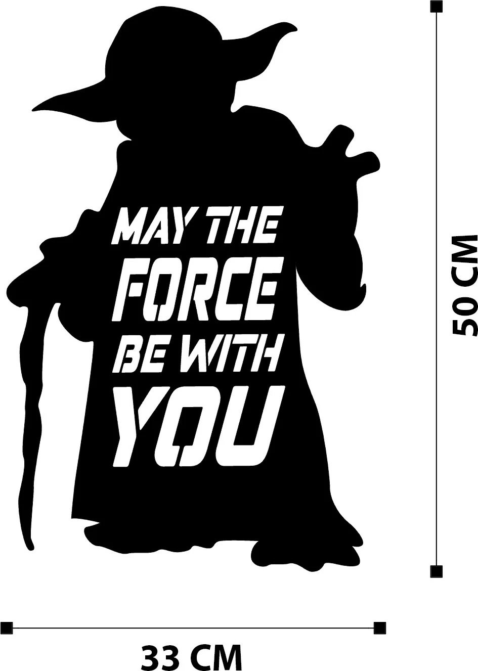 Aksesor dekorativ metalik për mur, Wallity, May The Force Be With You, ngjyrë e zezë, 33x50cm
