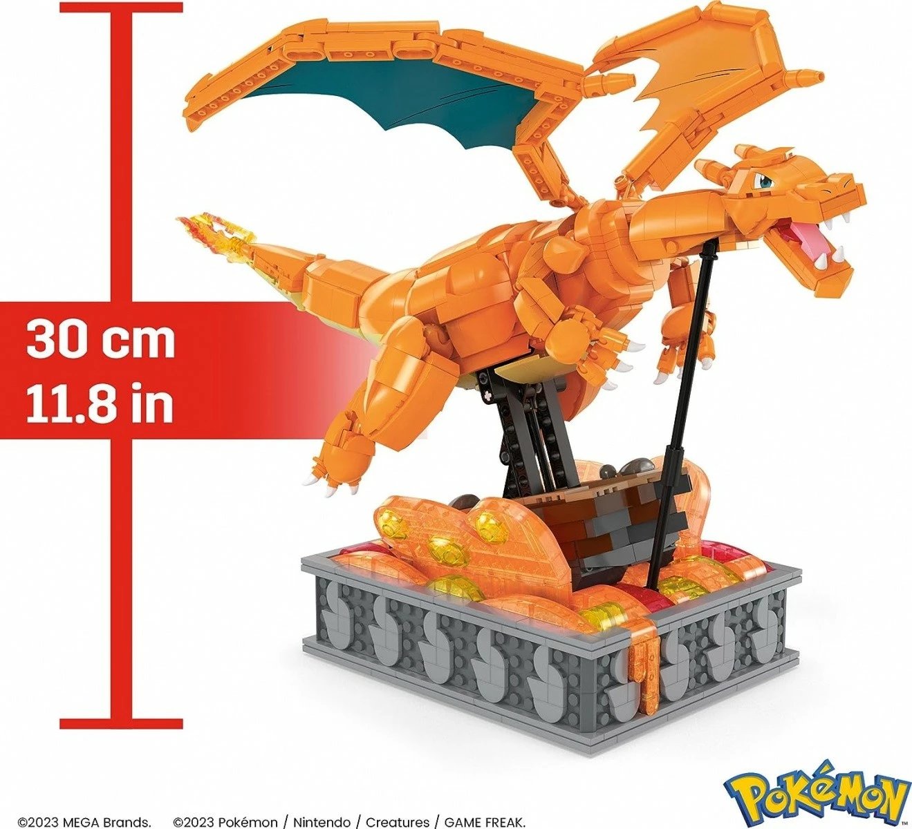 Set ndërtimi Mega Bloks Pokémon Mechanical Charizard HMW05, ekstra i madh, 1664 pjesë, portokalli