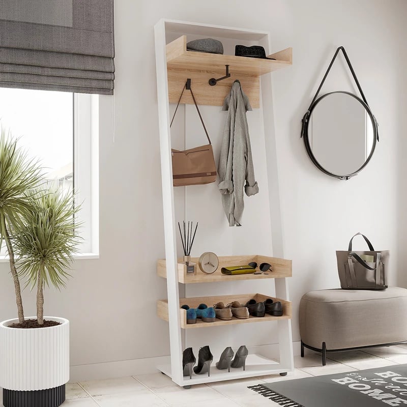 Mobilje hyrëse Sciove, ngjyrë e bardhë-natyrale, 70x40x200cm