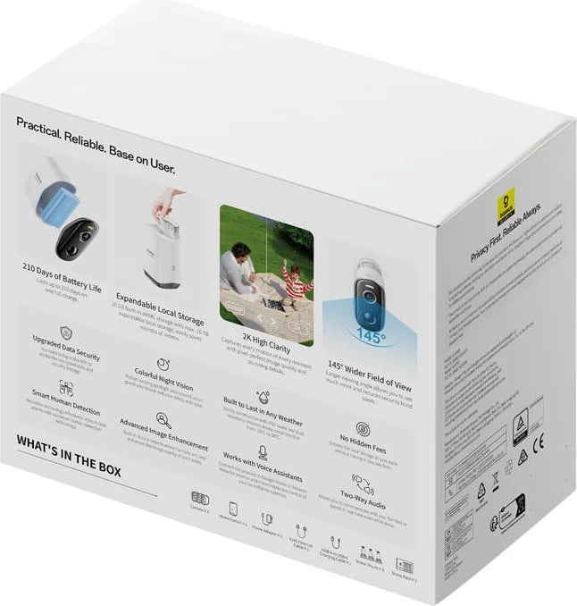 Set kamerash të jashtme Baseus N1, 2K, 3 copë, e bardhë