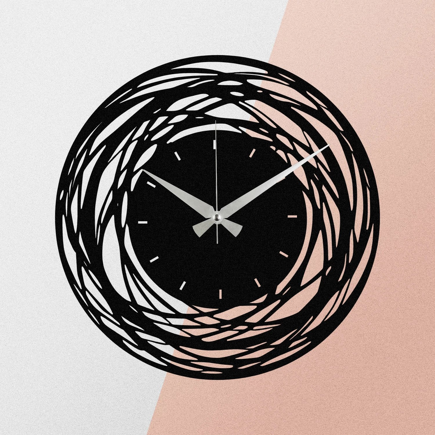 Orë muri dekorative metalike Wallity, Enzoclock - S022, e zezë, 48x48cm