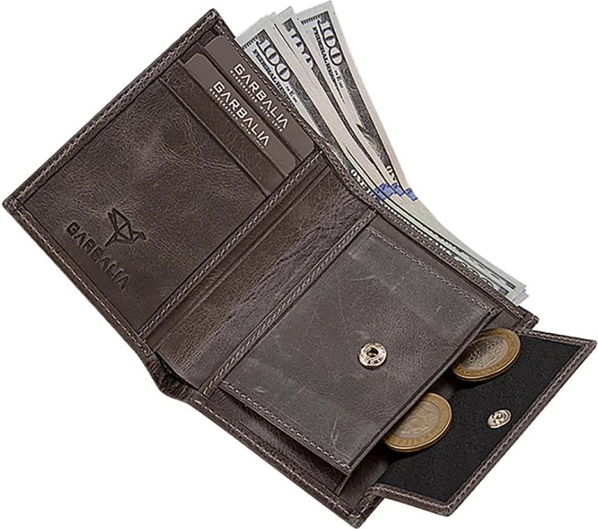 Portofol për burra, lëkurë origjinale, gri, Zoozie Bags Denvercrazy