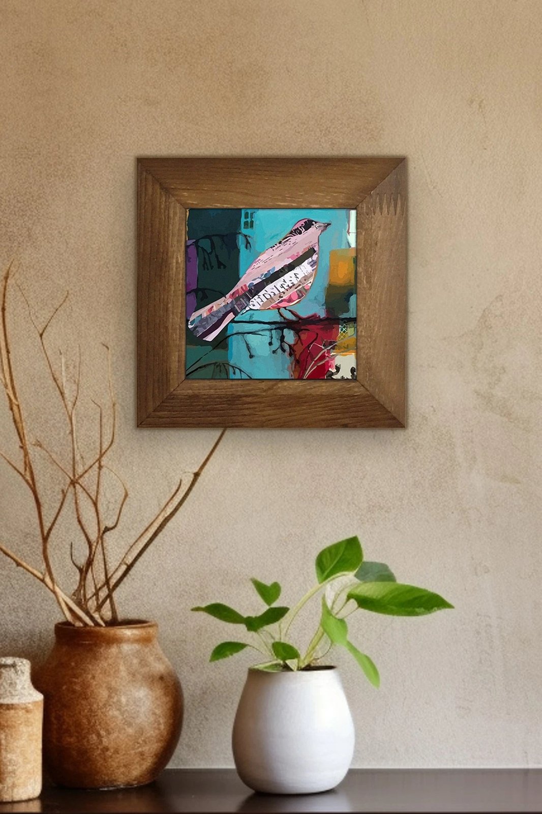 Pikturë dekorative me kornizë, shumëngjyrëshe, Artvessakaro35, 15.5x15.5cm