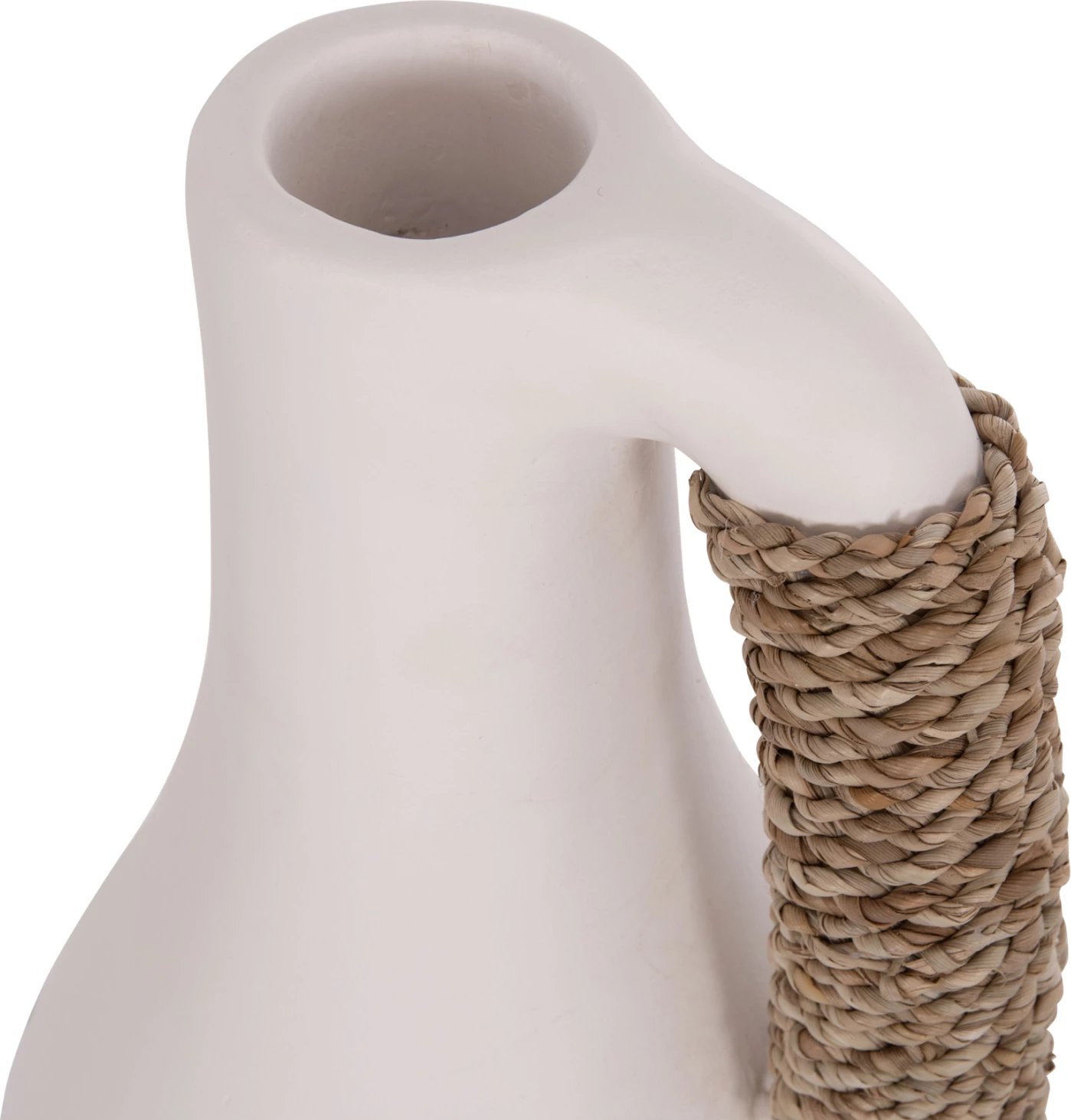 Vazo dekorative tavoline CAMMER, terrakotë e bardhë, dorezë me ratan, FH4687.02L, 18x39cm