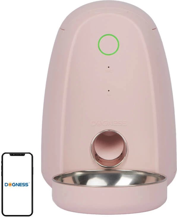 Shpërndarës ushqimi smart për qen Dogness F05, 2L, WiFi, rozë