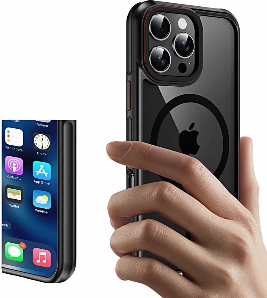 Mbështjellës Tech-Protect MagHybrid për iPhone 16 Pro, MagSafe, i zi