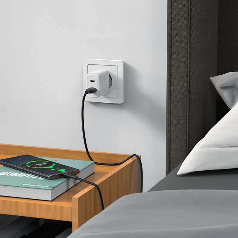 Karikues muri Acefast A25, 20W, USB-C/USB-A, i bardhë