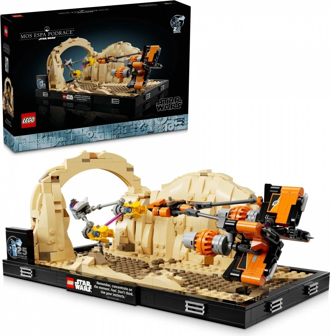 Set ndërtimi LEGO Star Wars Diorama 75380 Mos Espa Racer Race, 718 pjesë, për të rritur