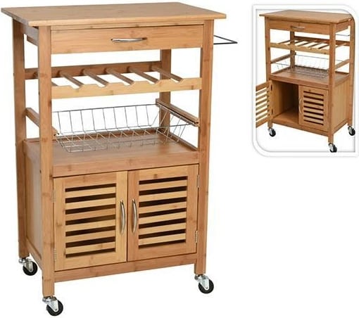 Karrocë kuzhine KOOPMAN me dollap, 60x36x88cm, bambu