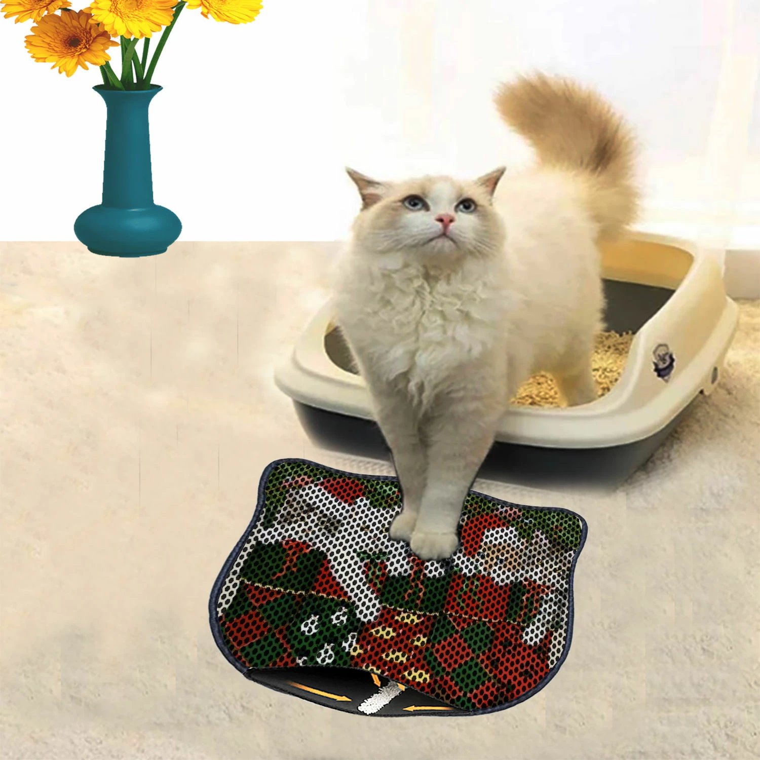 Tapet për rërë mace, shumëngjyrësh, Paws & Whiskers, Kdkafa0169
