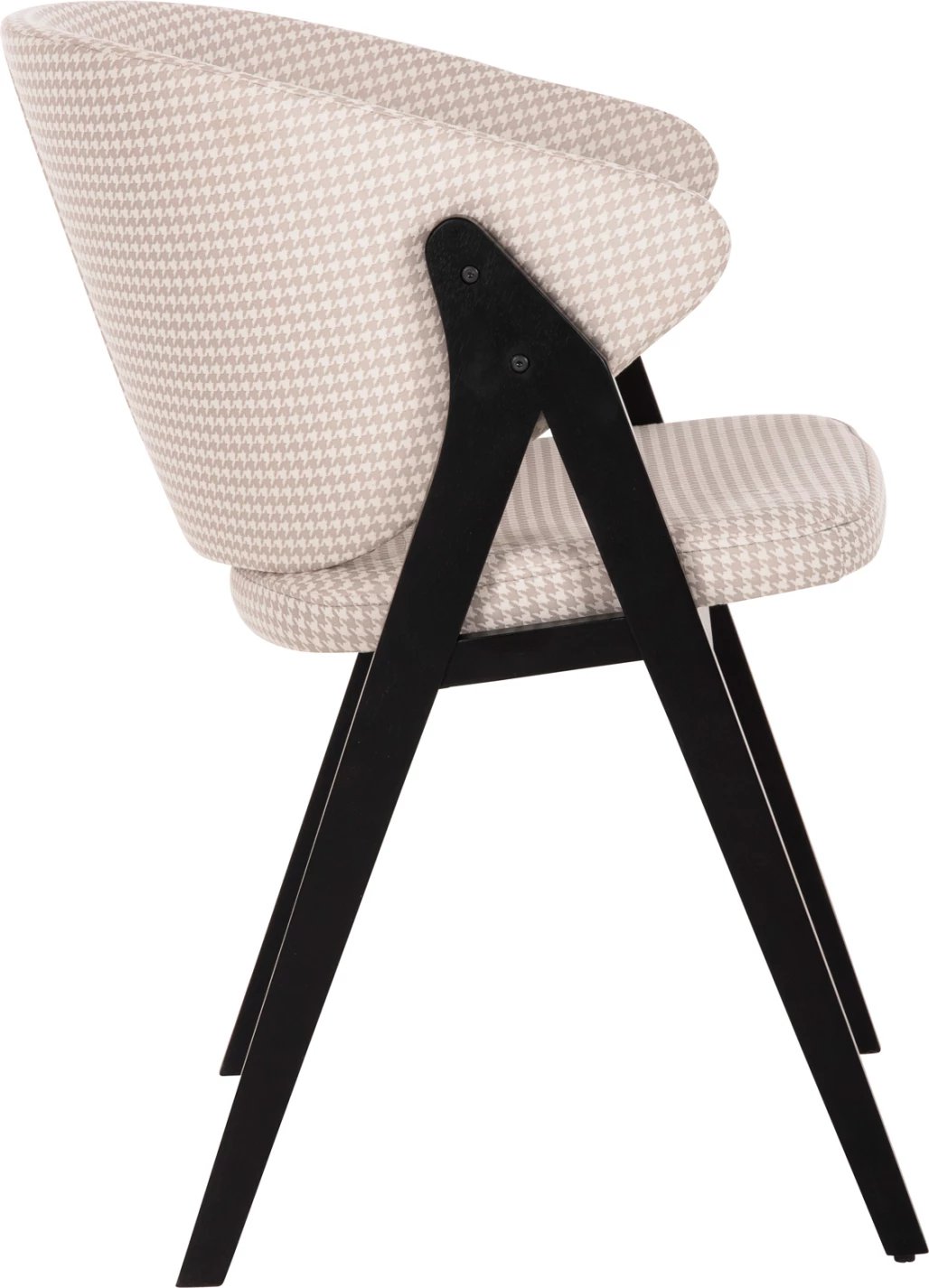 Karrige për ngrënie HANA FH9746.01 dru gome në të zezë-me pëlhurë në të bezhë 55x60x84H cm., set prej 2 copë