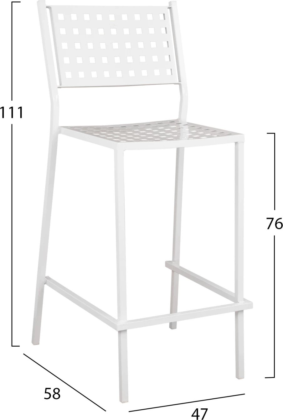 Karrige për bar Olympias Metalike FH5528.02 ngjyrë e bardhë 47x58x111 cm