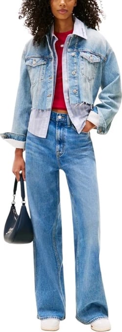 Jakne Tommy Hilfiger Jeans femra, e kaltër e çelët