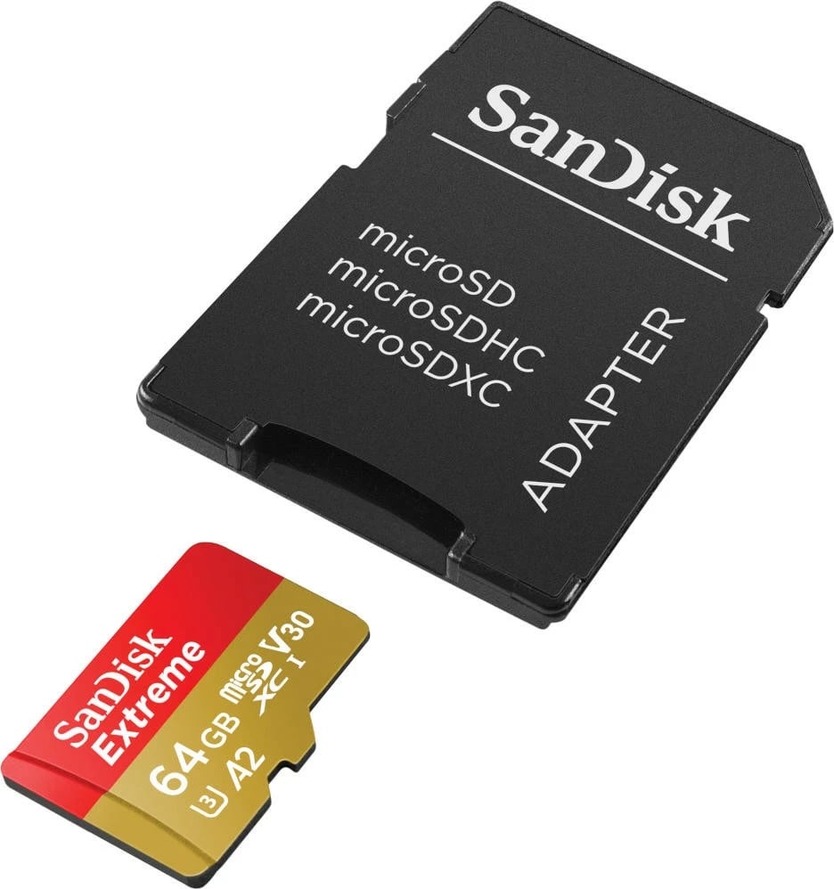 Kartelë memorie microSDXC SanDisk Extreme 64GB me adapter, 170/80 MB/s, A2 V30 U3