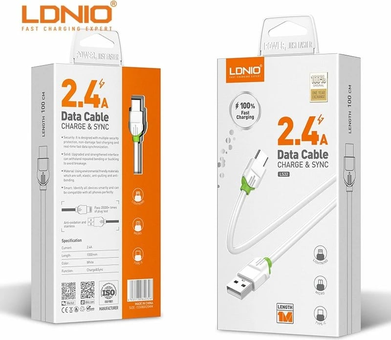 Kabllo E Karikimit LDNIO LS32 (Bardhë)