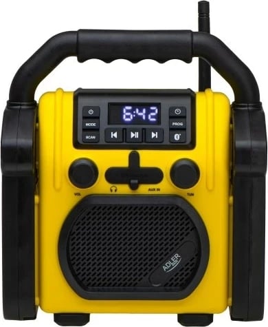 Radio pune Adler me Bluetooth, IPX 54, Verdhë