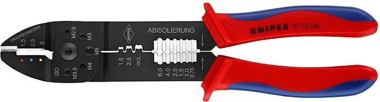 Vegël prerëse dhe zhveshëse kabllosh Knipex 97 22 240, 240mm, metal, dorezë plastike, kuqe/kaltër
