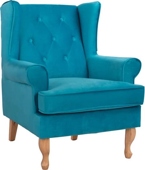 Bergere BRANDON, kadife, ngjyrë turkeze, 81x83x101cm, FH3073.18