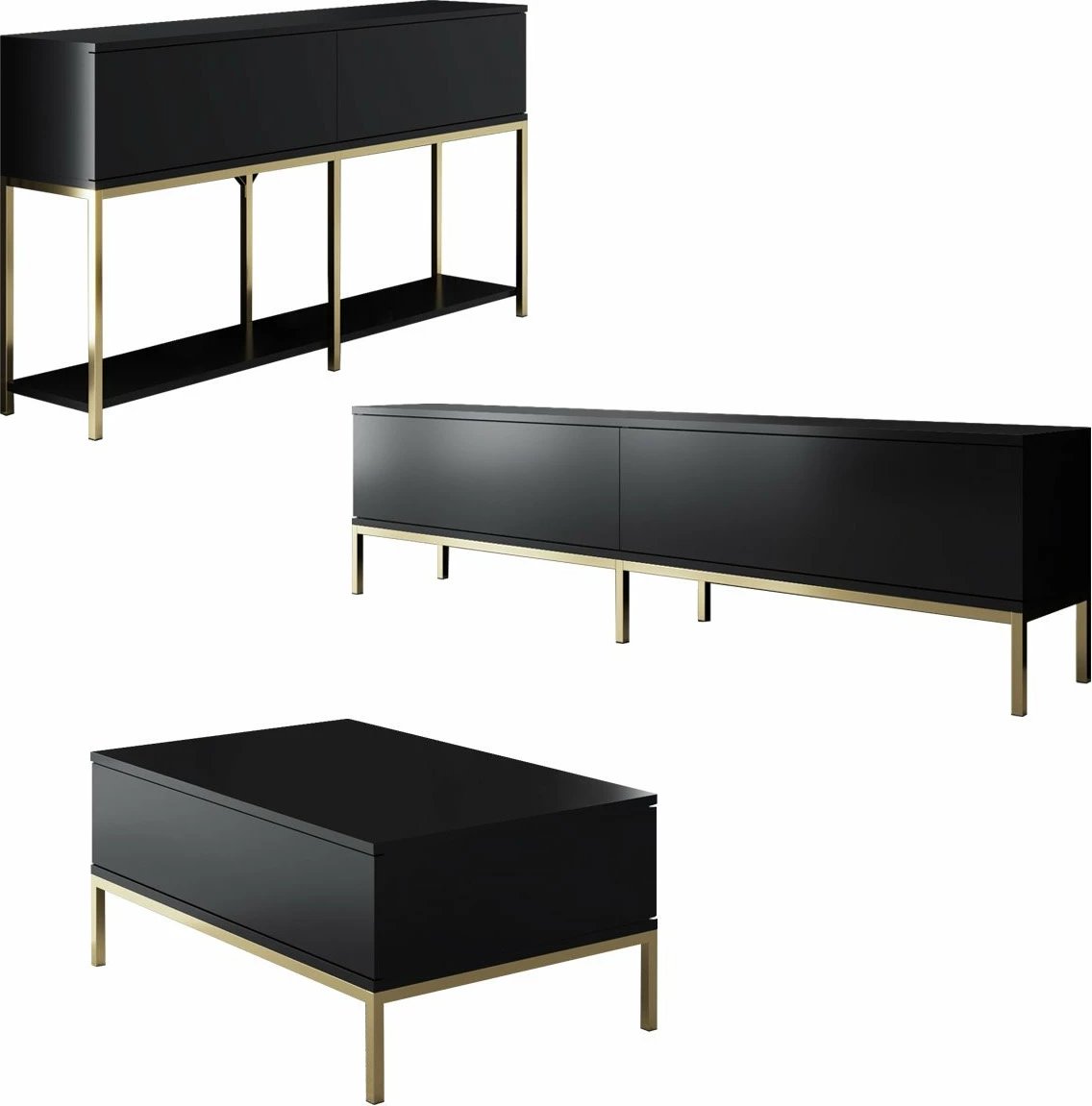 Set mobiljesh për dhomë dite Hanah Home, Lord, e zezë dhe ari