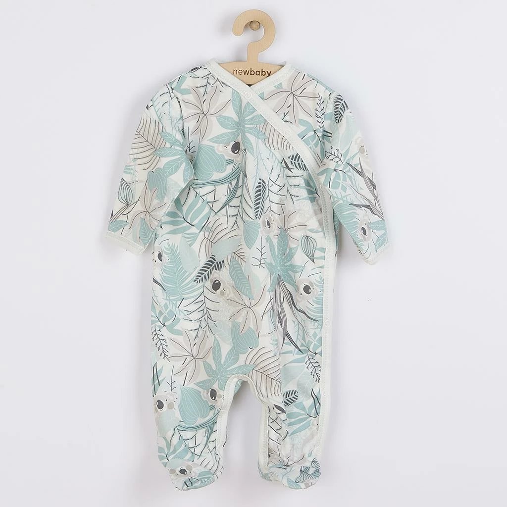 Kombinezon bebe, New Baby Lovely, 100% pambuk, mbyllje anësore, madhësi 74 (6-9m), jeshile