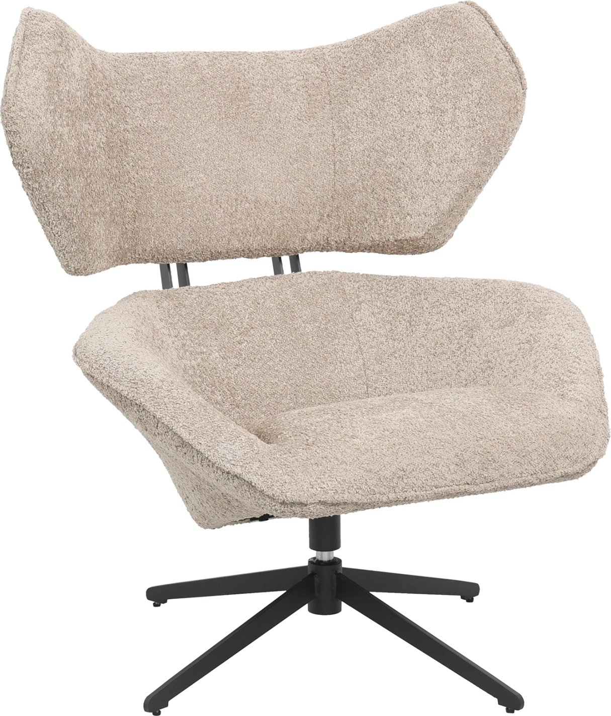 Karrige rrotulluese BRYLL FH9597.08, ngjyrë bezhë boucle, bazë metalike e zezë, 86x90x97H cm