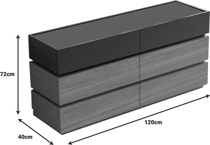 Komodë me sirtarë, ngjyrë anthracite-sonoma, 120x40x72cm