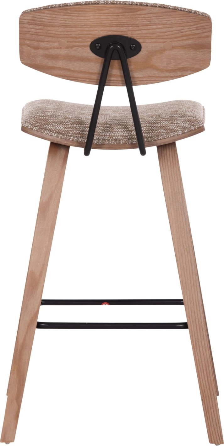 Karrige për bar, lartësi mesatare, INOVER FH9984.01, dru i bardhë, material kafe, 50x48x90cm