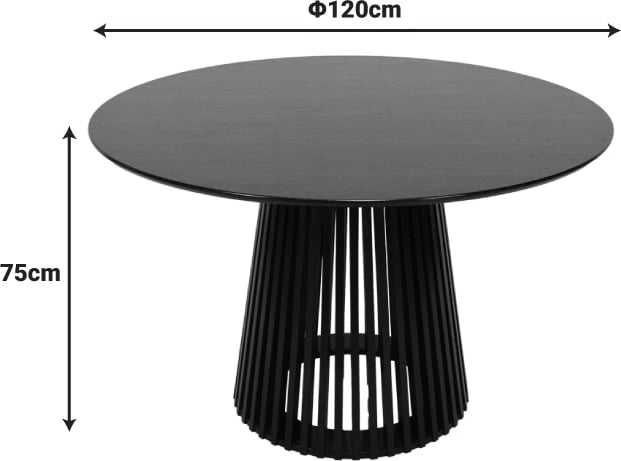 Tavolinë ngrënieje Domonic, MDF, ngjyrë e zezë, D120x75cm